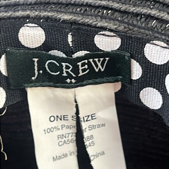 J. CREW Black FAUX STRAW SUN HAT SZ ONE SIZE - Picture 8 of 9
